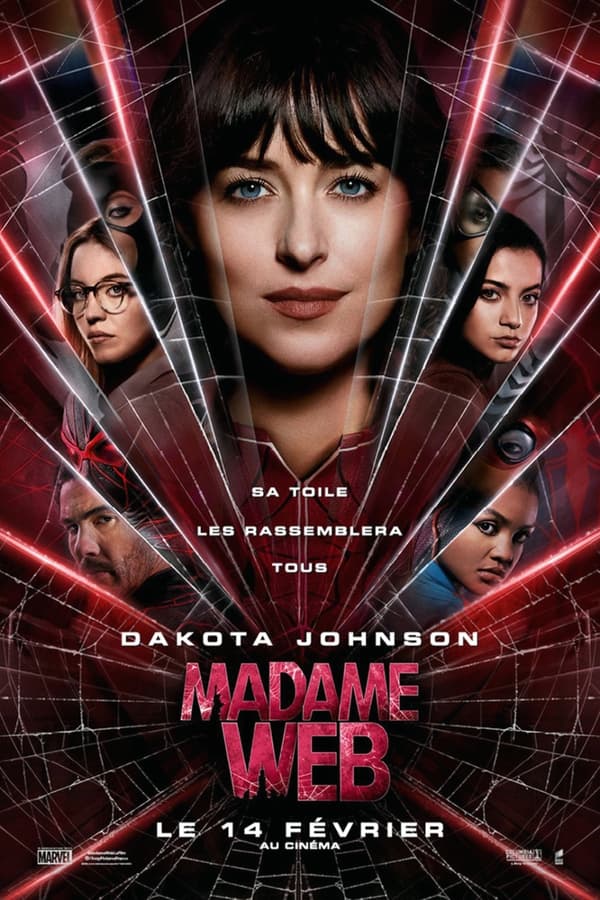 Visage de Dakota Johnson dans 'Madame Web', dont la toile mystérieuse rappelle la connectivité de l'application Atlas pro ontv android tv Sumsung
